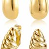 ALEXCRAFT Teardrop Clip On Earrings Dupes Earring For Women Chunky Hoop Earrings Hypoallergenic Lightweight Dangle Water Drop Earring Set For Women Girls | Earrings