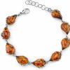 PEORA Peora Genuine Baltic Amber Teardrop Design Pendant, Earrings, Bracelet For Women 925 Sterling Silver, Rich Cognac Color | Earrings