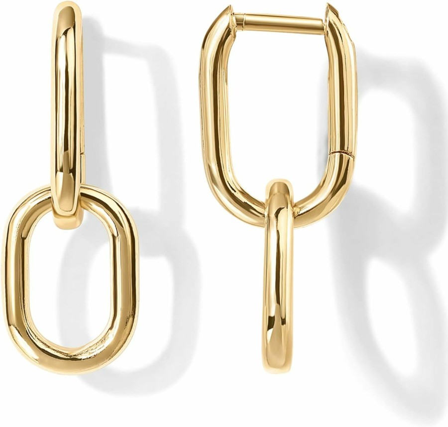 PAVOI Pavoi 14K Gold Convertible Link Earrings For Women | Paperclip Link Chain Earrings | Drop Dangle Earrings | Earrings