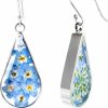 UIIZBRW 925 Sterling Silver Pressed Flower Teardrop Earrings,Hypoallergenic Women'S Jewelry Gift For Mom,Handmade Natural Dried Flower Teardrop Earrings Girls Jewelry Gift | Earrings