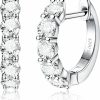 Blahanna Moissanite Hoop Earrings,2.0Ct D Color Brilliant Round Cut Lab Created Diamond Earrings 18K White Gold Sterling Silver Huggie Earring For Women Men Wedding Earrings Silver | Earrings