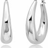 MAX + STONE Sterling Silver Lightweight Click Top Hoop Earrings In Various Styles | Earrings