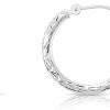 TILO JEWELRY 14K White Gold Round Hoop Earrings With Diamond-Cut X Pattern Design… | Earrings