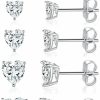 MDFUN Mdfun 18K White Gold Plated Heart Shape Cut Cubic Zirconia Birthstone Stud Earring Pack Of 5 Pairs | Earrings