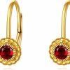 KECHO 14K Gold Vintage Leverback Earrings For Women Red Garnet Danity Jewelry Birthday Gifts For Her | Earrings