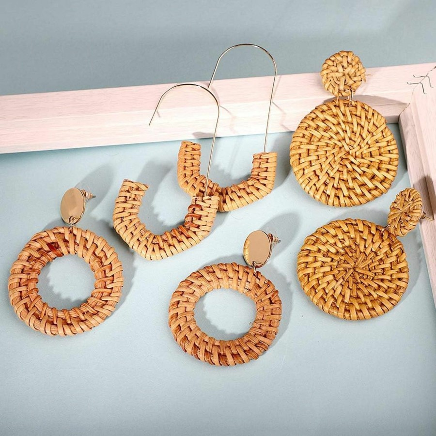 FIFATA Statement Earrings For Women Girls, Fifata 20 Pairs Mottled Resin Acrylic Drop Dangle Earrings Bohemian Rattan Hoop Fashion Costume Jewelry | Earrings