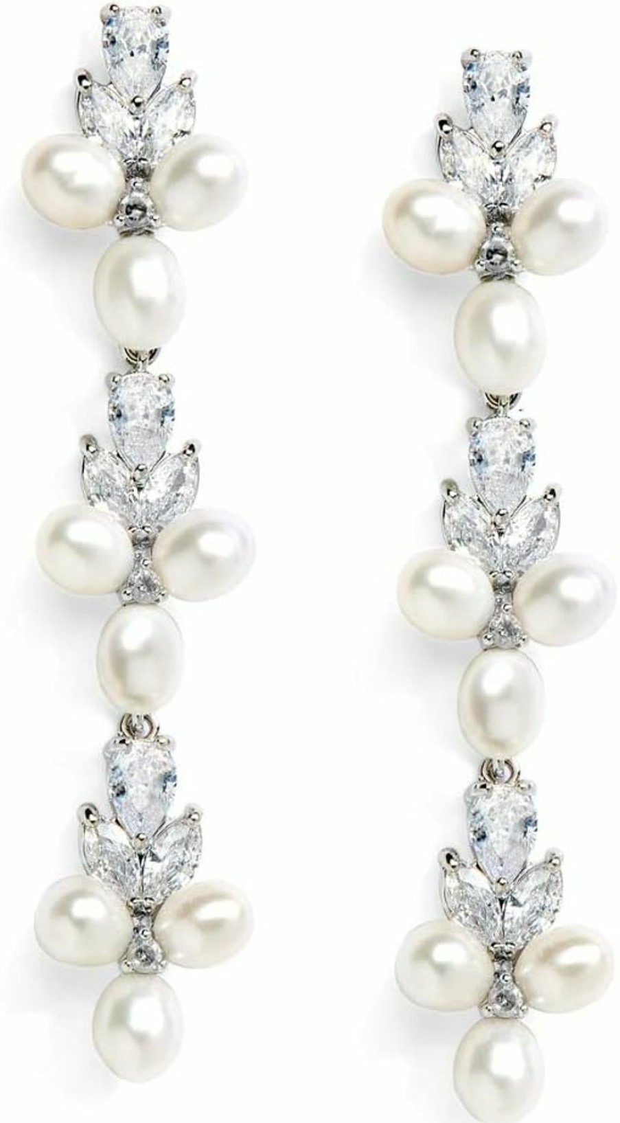 Mariell Mariell Freshwater Pearl Dangle Bridal And Wedding Earring With Cubic Zirconia Crystal, Prom Jewelry Gift | Earrings