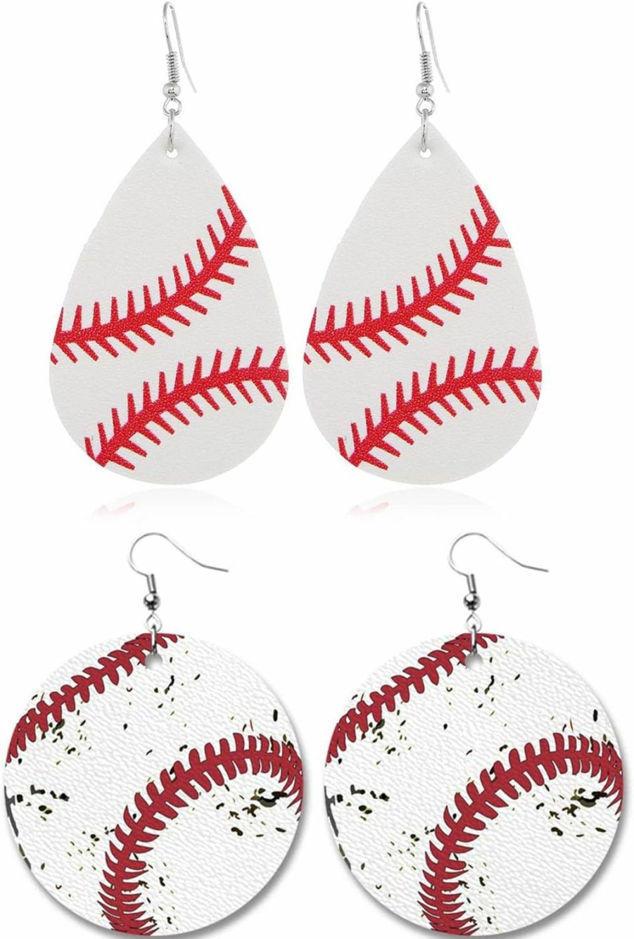 Ymimanchil 4 Pairs Baseball Earrings For Women Baseball Jewelry For Women Baseball Fan Gift For Mom Baseball Dangle Earrings For Moms | Earrings