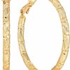 GLOSOLE Glosole Gold Hoop Earrings For Women, 14K Gold Earrings, Thick Gold Hoop Earrings For Women Gold 14K, Gorgeous And Solid Line Cutting Design, Gold Earrings (30Mm*2.5Mm) | Earrings