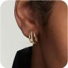 Risamil Gold Earrings For Women Dainty Cubic Zirconia Earrings Studs Small Gold Hoop Earrings Trendy 14K Gold Hoop Earrings Lightweight Hoop Earrings For Women Jewelry Gift | Earrings