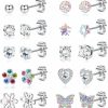 YADOCA Yadoca 10 Pairs Hypoallergenic Surgical Steel Stud Earrings For Women Girls Cz Heart Butterfly Flower Stud Earrings Set | Earrings