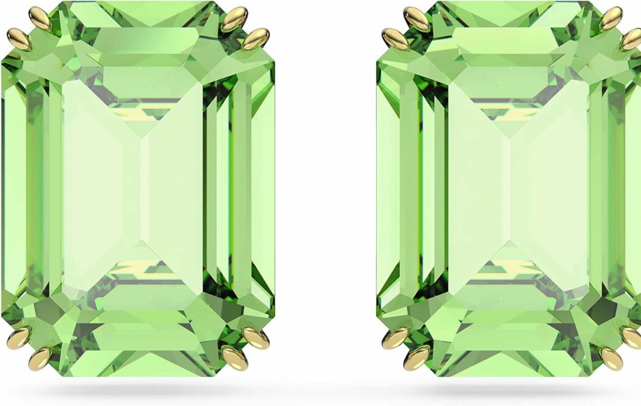 SWAROVSKI Swarovski Millenia Stud Earrings, Octagon Cut, Green Crystal, Gold-Tone Finish | Earrings