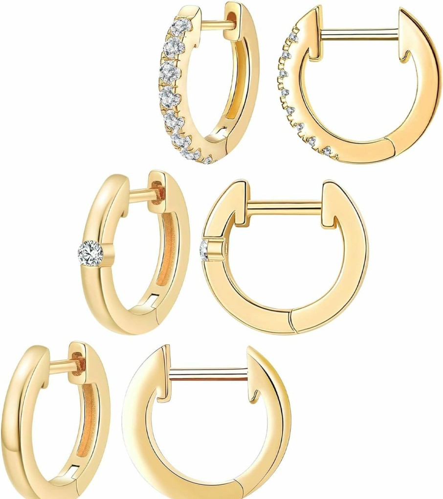 Ringcal Ringcal Gold Hoop Earrings Set 14K Gold Plated Huggie Hoop Earrings Hypoallergenic Jewelry Daily Earrings For Women Girls | Earrings