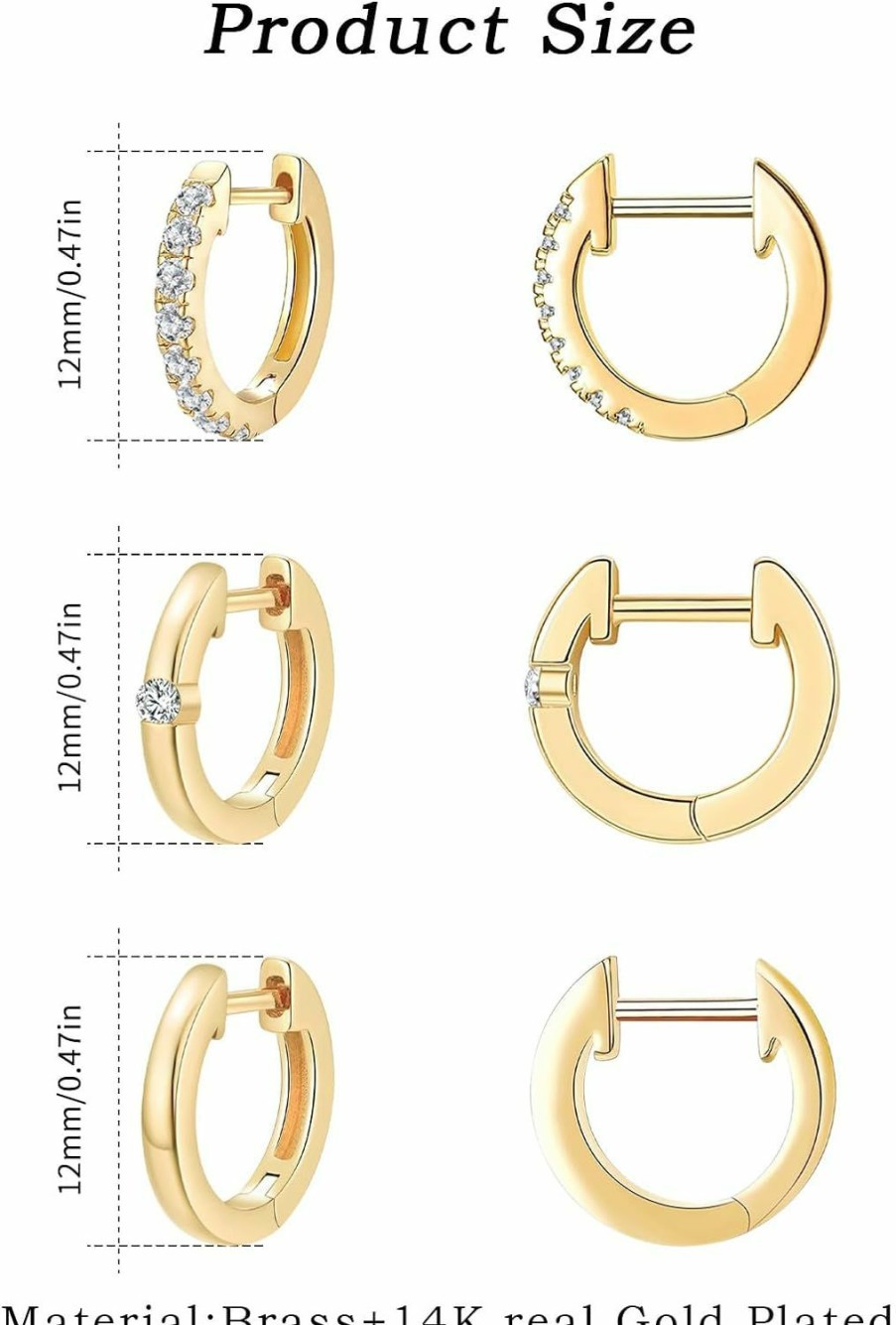 Ringcal Ringcal Gold Hoop Earrings Set 14K Gold Plated Huggie Hoop Earrings Hypoallergenic Jewelry Daily Earrings For Women Girls | Earrings