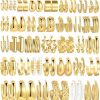 FAXHION 36 Pairs Gold Hoop Earrings Set For Women Girls, Fashion Chunky Gold Hoop Earrings Multipack, Hypoallergenic Pearl Chain Twisted Statement Earring Pack For Birthday Party Jewelry Gift | Earrings