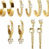 IF ME 5 Pairs Gold Silver Huggies Hoop Earrings Set For Women Girls Small Dangle Chain Hoop Earrings Jewelry For Gifts | Earrings