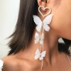 BUAJIUBUA Buajiubua White Butterfly Beaded Heart Nickel Earrings For Women Girls Dangle Drop Earrings Cute Earring | Earrings