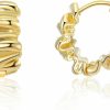 Aprilery Aprilery 14K Gold Plated Hoop Earrings For Women, Trendy Twisted Rope Chunky Gold Hoop Earrings Cuff Lightweight Hypoallergenic Jewelry For Teen Girls Gifts For Her | Earrings