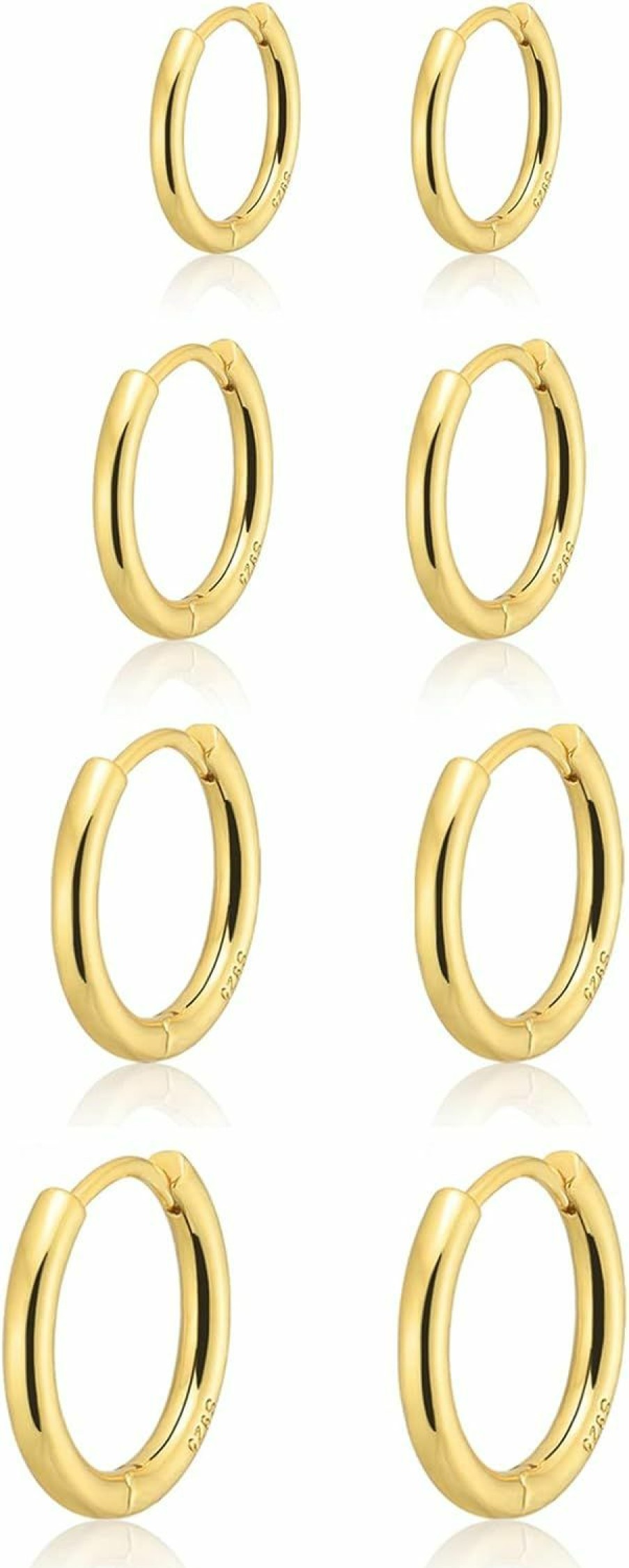 Gokeey Gokeey Small Gold Huggie Hoop Earrings Set For Women 14K Real Gold Plated Hypoallergenic Lightweight Earrings For Sensitive Ears Everyday Earrings For Cartilage Piercings Jewelry For Women Gifts 6Mm/8Mm/10Mm/12Mm(4 Pair) | Earrings