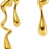 SERYNOW Irregular Waterdrop Earrings Mismatched Earrings, Melting Liquid Asymmetrical Stainless Steel Drop Earrings, Gold Statement Earrings For Women | Earrings