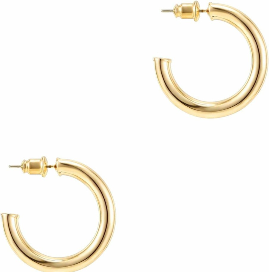 PAVOI Pavoi 14K Gold Plated Hoop Earrings For Women | 3.5Mm Thick Infinity Gold Hoops Women Earrings | Gold Plated Loop Earrings For Women | Lightweight Hoop Earrings Set For Girls | Earrings