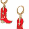 MOEPAPA Moepapa Enamel Western Cowgirl Boot Earrings Cowgboy Dangle Drop Earrings | Earrings