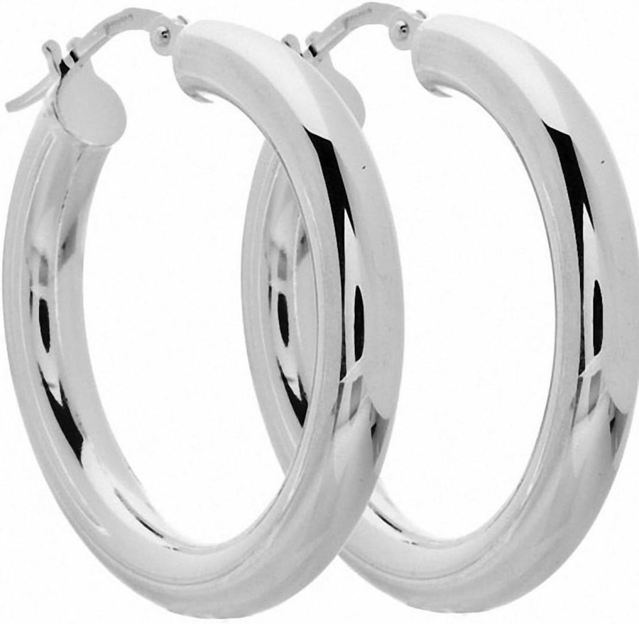 Amoro Amoro Italian Sterling Silver Medium Hoop Earrings 25Mm X 25Mm (Approx 1 Inch) | Earrings