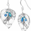 JEAN RACHEL JEWELRY 925 Sterling Silver Earrings Leaf Shaped With Multiple Bold Opal, Oxidized, Stylish, Hypoallergenic, Nickel And Lead-Free, Artisan Handcrafted Designer, French Wire Earring Back, Jewelry Gift For Her | Earrings