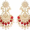 I Jewels I Jewels 18K Gold Plated Indian Wedding Bollywood Pearl Kundan Beaded Chandbali Earrings For Women (E2916) | Earrings