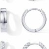 PAVOI Pavoi 18K Gold Plated Sterling Silver Posts 3 Pairs Small Hoop Earrings Set | Plain Rope Wide Huggie Hoop Pack Earscape For Women 15Mm 14Mm 12Mm | Earrings