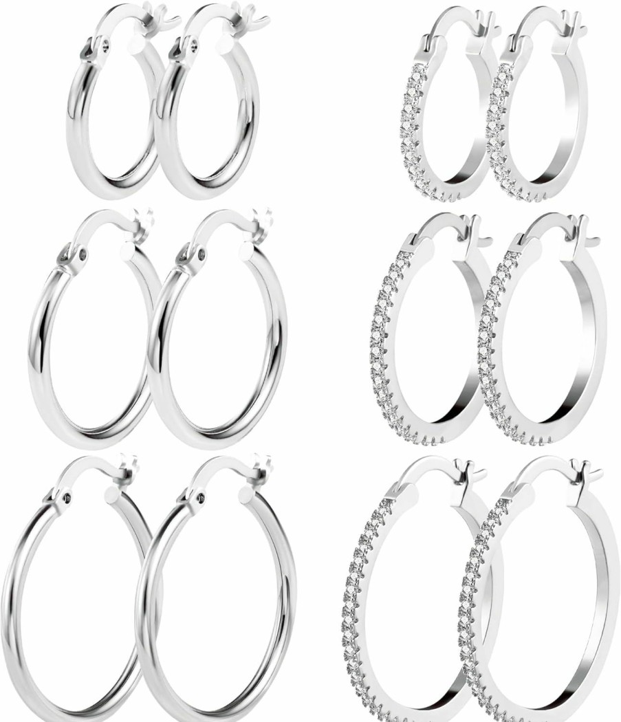 ALEXCRAFT 14K Gold Small Huggie Hoop Earrings For Women 925 Sterling Silver Hypoallergenic Cartilage Huggie Hoops Earrings For Men(3 Pairs) | Earrings