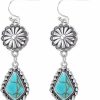 Colloca Colloca Turquoise Dangle Earrings For Women, 925 Sterling Silver Hook Western Teardrop Bohemian Earrings, Boho Drop Earrings For Girls, Gift Box Included | Earrings