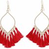 BONALUNA Boho Rhombus Metal Frame With Tassels Dangle Drop Earrings For Women | Earrings