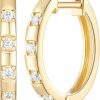 JADE KOS Jade Kos 14K Gold Hoop Earrings For Women Trendy 14K Gold Earrings Hoop Huggie Earrings For Women 14K Gold Jewelry, Small Gold Diamond Hoop Earrings For Women, Gifts For Women Her, 2Mm Cz Stones (20Mm*2.7Mm) | Earrings