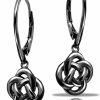 Hoops & Loops Hoops & Loops 925 Sterling Silver Love Knot Flower Eternity Irish Celtic Design Dangle Lever-Back Earrings, Silver, Yellow Gold, Rose Gold & Black Flashed Sterling Silver | Earrings