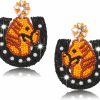 HEIDKRUEGER Beaded Derby Earrings For Women Handmade Western Horseshoe With Flower Earrings Derby Day Horse Racing Drop Dangle Earring Derby Jewelry Gifts | Earrings