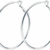 Rugewelry Rugewelry 925 Sterling Silver Hoop Earrings,18K White Gold Plated Polished Rounded Hoop Earrings For Women Girls,Gift Box Packaging | Earrings