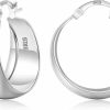 EXGOX Exgox Gold Hoop Earrings For Women Sterling Silver Post Hoops Earrings For Women Wide Thick Silver Hoop Earrings Hypoallergenic Lightweight 14K Real Gold Plated Hoop Large Earrings (25/30/40/50Mm) | Earrings