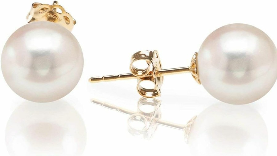 PAVOI Pavoi Handpicked Aaa+ 14K Gold Round White Freshwater Cultured Pearl Earrings | Pearl Earrings For Women | Earrings