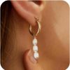 Risamil Pearl Earrings For Women Gold Hoop Earrings For Women Trendy 14K Gold Plated Pearl Huggie Earring Hoops Twist Rope Bow Stud Pearl Dangle Cubic Zirconia Earrings Jewelry Gifts For Women Girls | Earrings