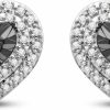 Jewelili Jewelili 1/4 Cttw Diamond Stud Earrings In Sterling Silver. Choose From Heart, Cushion, Or Round Shape And Black, Blue, Or White Diamonds. | Earrings