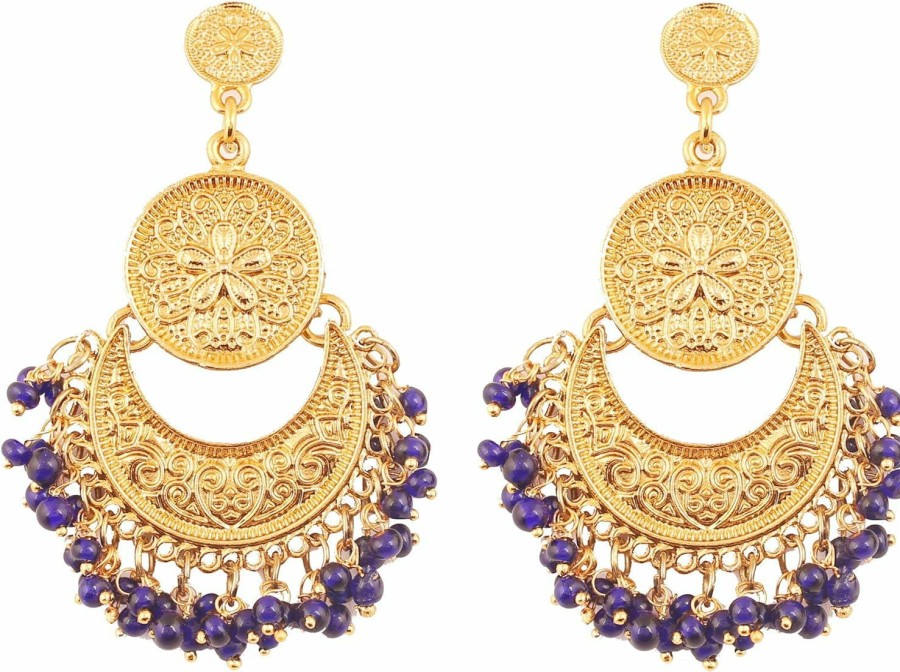 Touchstone Touchstone Indian Earrings For Women Jewelry Jhumkas Gold Folklorico Dangle Bollywood Wedding Clip On Gypsy Chandbali Chandelier Aretes De Charro Filigree Accessories In Antique Gold Or Silver Tone | Earrings