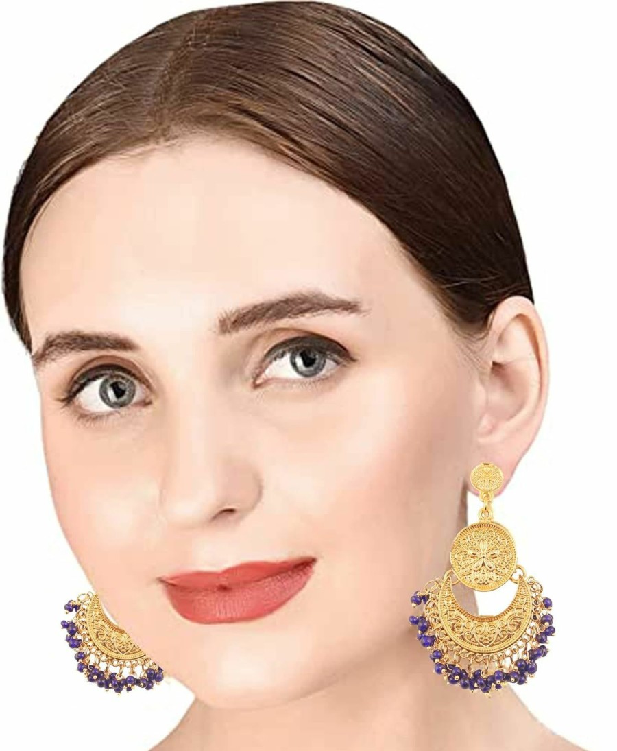 Touchstone Touchstone Indian Earrings For Women Jewelry Jhumkas Gold Folklorico Dangle Bollywood Wedding Clip On Gypsy Chandbali Chandelier Aretes De Charro Filigree Accessories In Antique Gold Or Silver Tone | Earrings