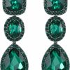 EVER FAITH Ever Faith Women'S Austrian Crystal Elegant Bridal Square Oval-Cut Teardrop Dangle Pierced Earrings | Earrings