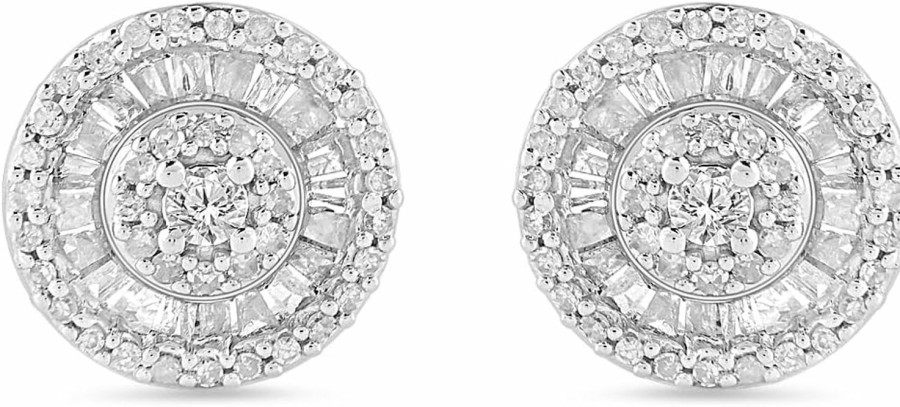 Amazon Essentials Amazon Essentials Sterling Silver Diamond Round Stud Earrings (1/2 Cttw) (Previously Amazon Collection) | Earrings