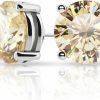 GIGAJEWE Gigajewe Moissanite Stud Earring Round Cut Champane Color Total 6.0Ct 18K Gold Plated 925 Steling Silver, Stud Earrings For Men Women | Earrings