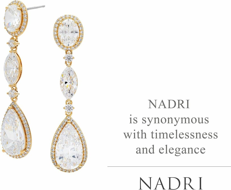 NADRI Nadri Teardrop Earrings For Women - Oval Dangle Earrings For Women, Hypoallergenic Earrings For Women, Exquisite Cubic Zirconia Womens Jewelry | Earrings