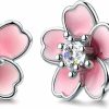 AllenCOCO Pink Flower Earrings For Women, 925 Sterling Silver Stud Earrings, Cute Plumeria Earrings For Girl, Cherry Blossom Hypoallergenic Stud | Earrings