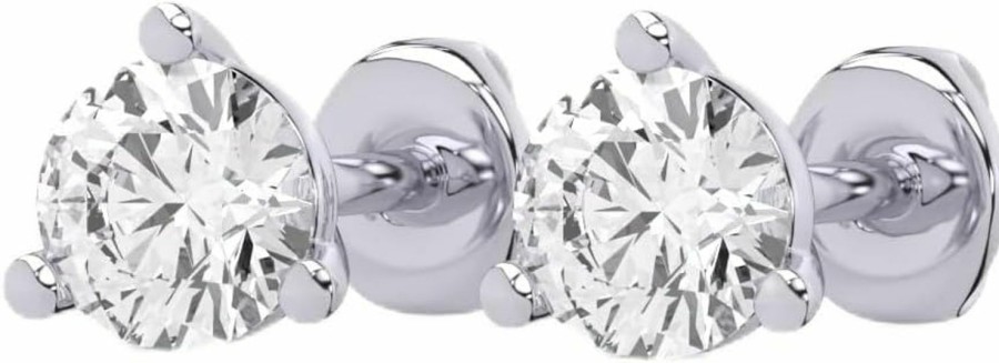 Carbon Atelier Igi Certified 1.50 Carat Lab Grown Diamond Round Stud Earrings For Women I 14K White Gold Earrings (I-J, Vs1-Vs2, 1 1/2 Cttw) 3-Prong Martini Set Diamond Earrings I Push Back Studs By Carbon Atelier | Earrings