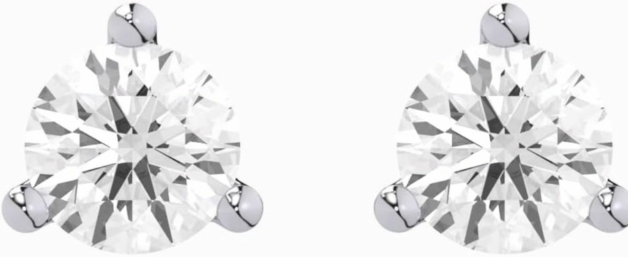 Carbon Atelier Igi Certified 1.50 Carat Lab Grown Diamond Round Stud Earrings For Women I 14K White Gold Earrings (I-J, Vs1-Vs2, 1 1/2 Cttw) 3-Prong Martini Set Diamond Earrings I Push Back Studs By Carbon Atelier | Earrings